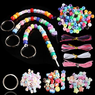 DIY Bohemian Style Keychain Making Kit Adjustable Letter Beads Strings Keychain Gift Alphabet Bead Key Ring Backpack Accessories