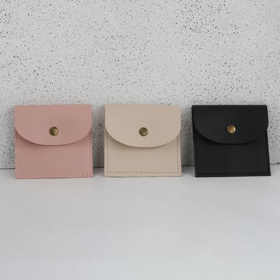 Mini smykkepose Fuskepussskinn Liten oppbevaringspose Reise-smykkepose med trykknapp for halskjeder armbånd ringer