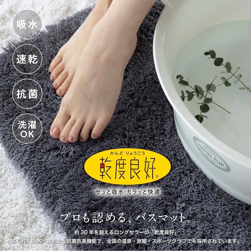 OKA Dry Good D Nature Bath Mat 45cm x 65cm Dark Gray (Absorbent Quick-Dry Washable Non-Slip)
