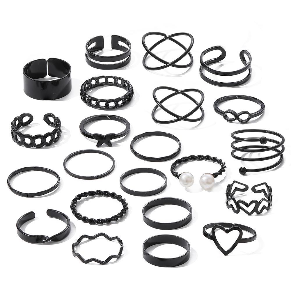 

2023 Винтажное полое кольцо Роскошное кольцо с бабочкой и цветком Звезда Простые ювелирные аксессуары Кольцо Love Women Party Универсальный комплект из 23 предметов Кольцо чёрный
