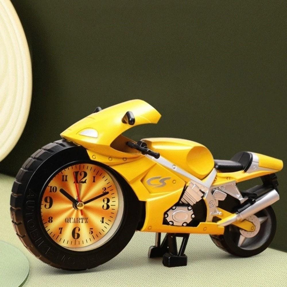Cartoon Motorcycle Alarm Clock Silent Movement Plastic Bedhead Alarm Clock Drop-proof Mini Alarm Clock for Children