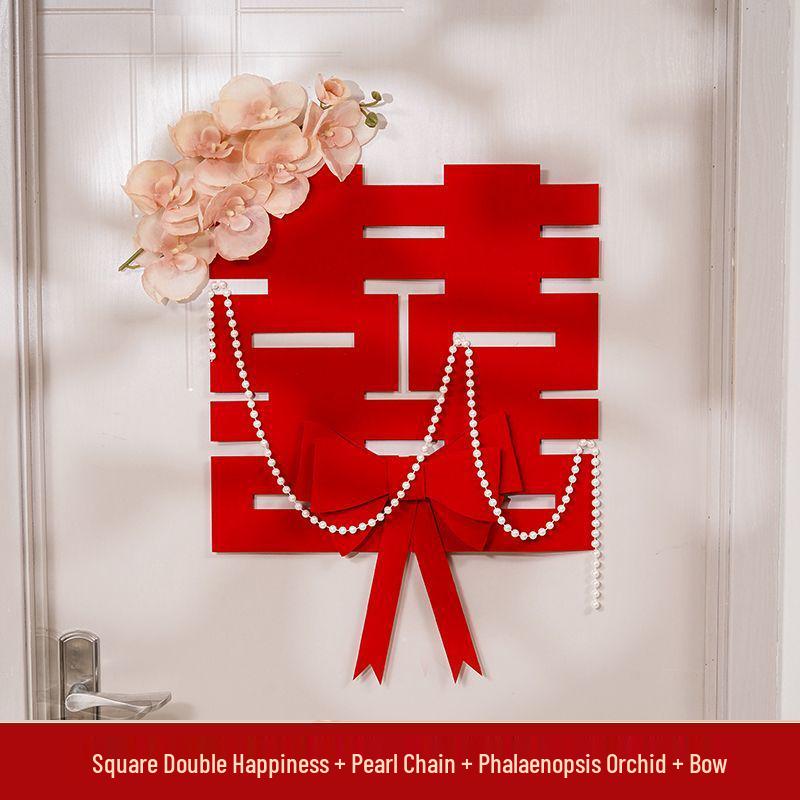 Honeymoon Room Decoration: Double Happiness Door Pull & Sticker Set for Wedding Bedroom