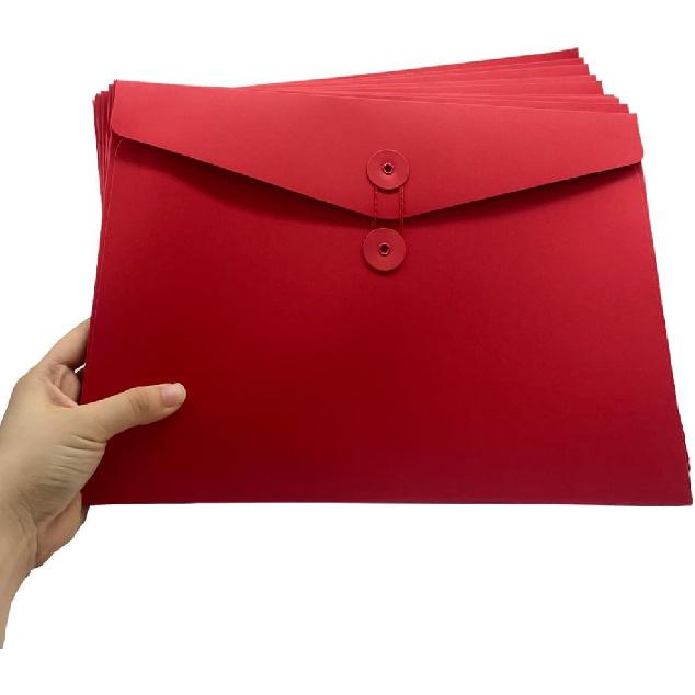 10pcs A4 Kraft Paper Envelopes Portfolio Foolscap File Folders Document Folder with String Fastener Closure Wallet Pockets File Bags Storage Pouch