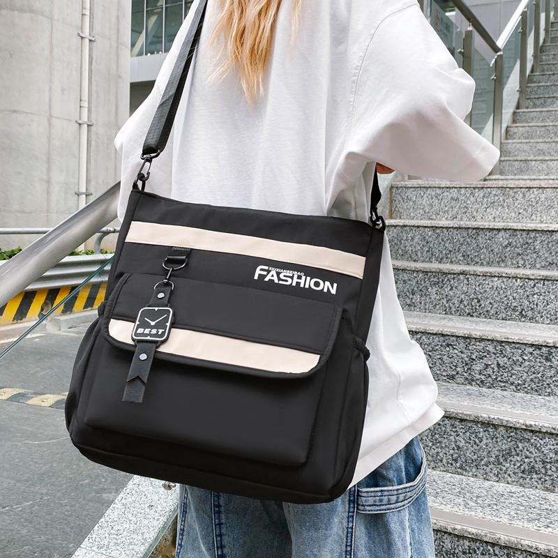 Schultertasche für Junior High School Schüler Farbkontrast Mehrfachfächer Umhängetasche Unisex Große Kapazität Tragetasche