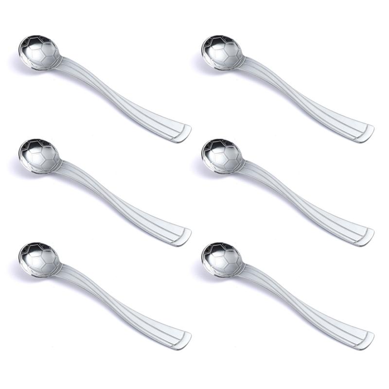 1/6Pcs Football Pattern Coffee Dessert Spoon Long Handle Stirring Spoons Stainless Steel Small Spoon Kitchen Accessorie