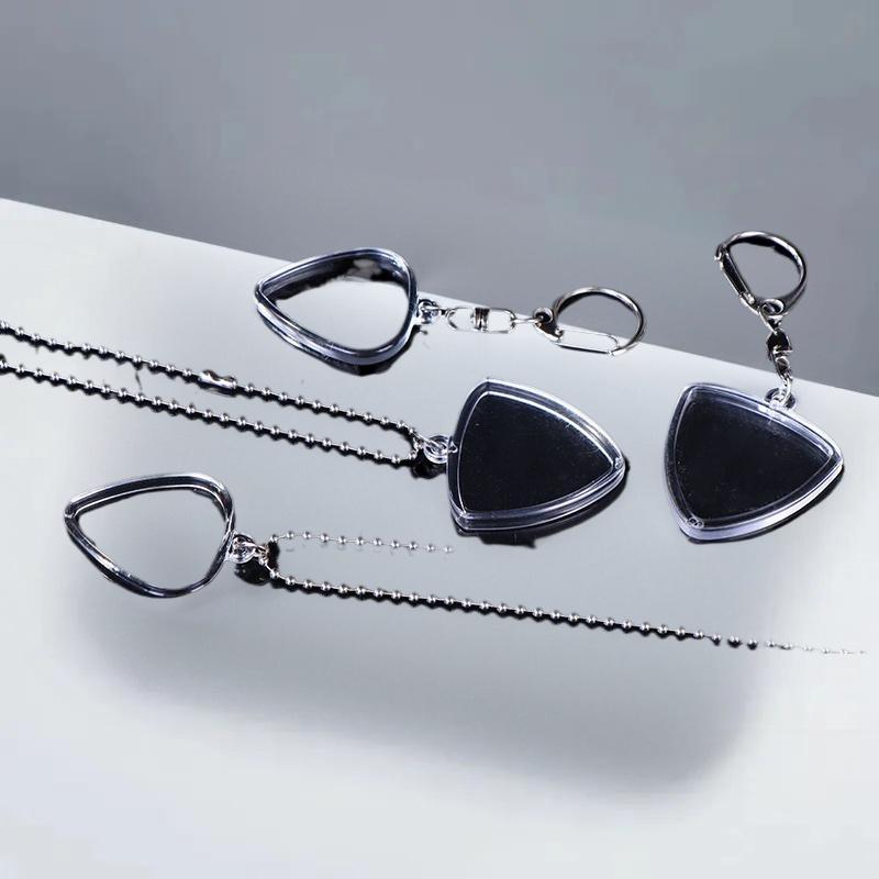 Clear Storage Box for Guitar Picks; Heart Model Collection Case with Keyring Attachment