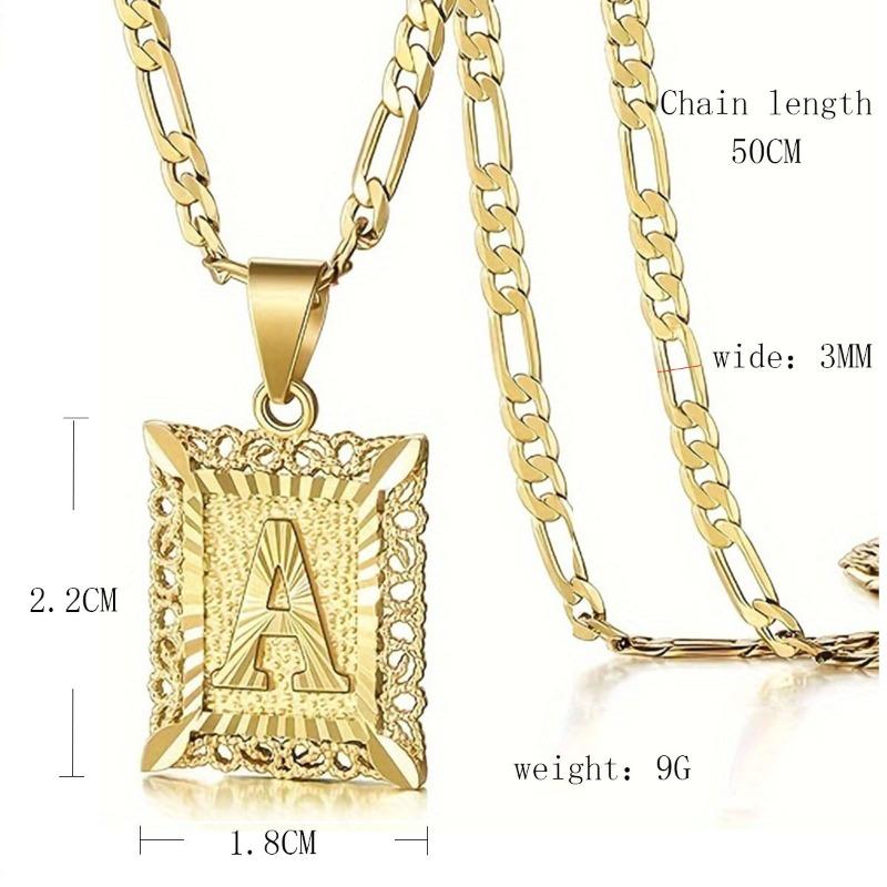 European and American style simple square 26 letter pendant necklace women's personality high-end design jewelry