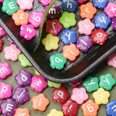 40pcs 10.5mm Mix A-Z Alphabet Letter Beads Flower Shape Loose Beads DIY Bracelet Charms Accessories