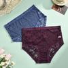 3PCS/Set Floral Embroidery Lace Panties Women's Plus Size Underwear Sexy Hollow Solid Briefs Girls Mid-Rise Temptation Lingerie