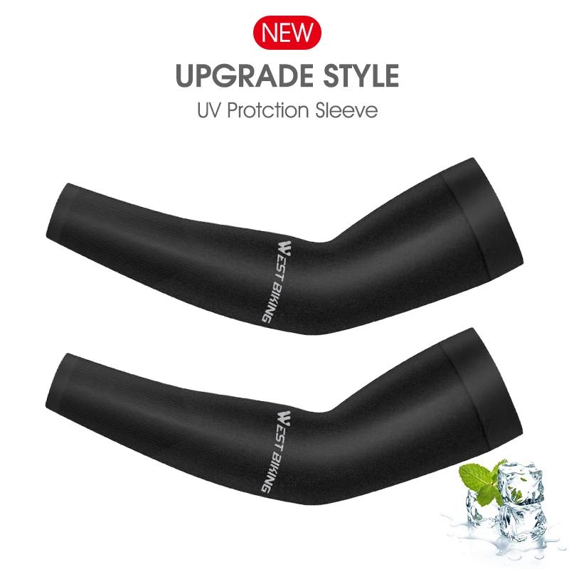 WEST BIKING Mangas para Ciclismo Tejido de Hielo Protector Solar Anti-UV Manga para Correr Ciclismo Deporte al Aire Libre Calentadores de Brazos para Ciclismo Hombres Mujeres