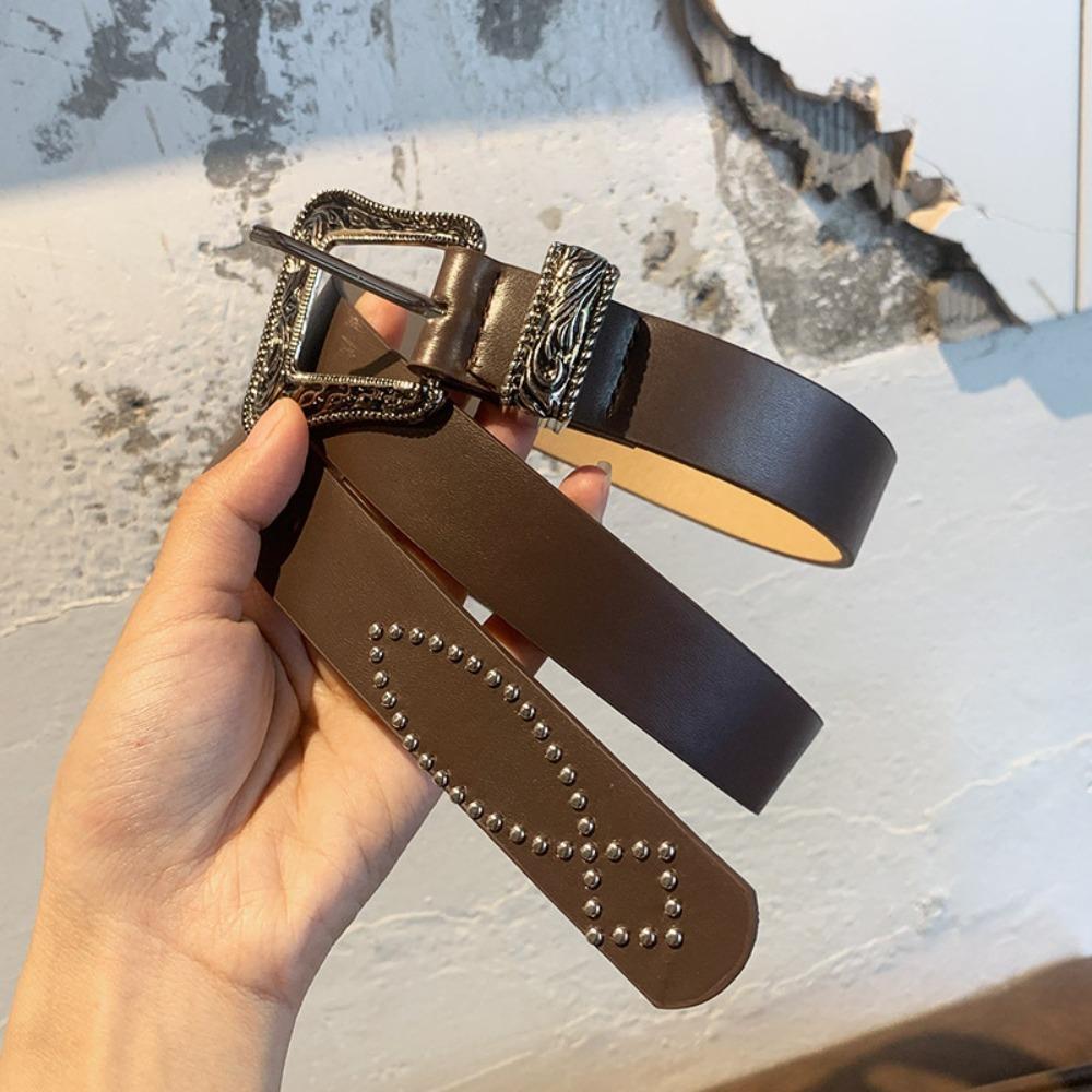 Pu Leather Y2K Jeans Belt Vintage Women's Waist Belt Fashion Punk Style Belt  Party