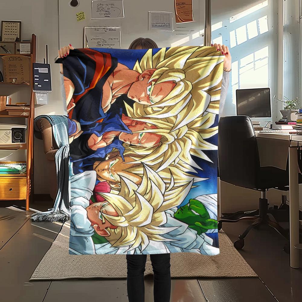

Фланелевое одеяло с принтом персонажей Dragon Ball, Высококачественное, Удобное для всех сезонов, Декор для дома, Тепло и уют, Идеально для рождественских подарков 80cm x 120cm
