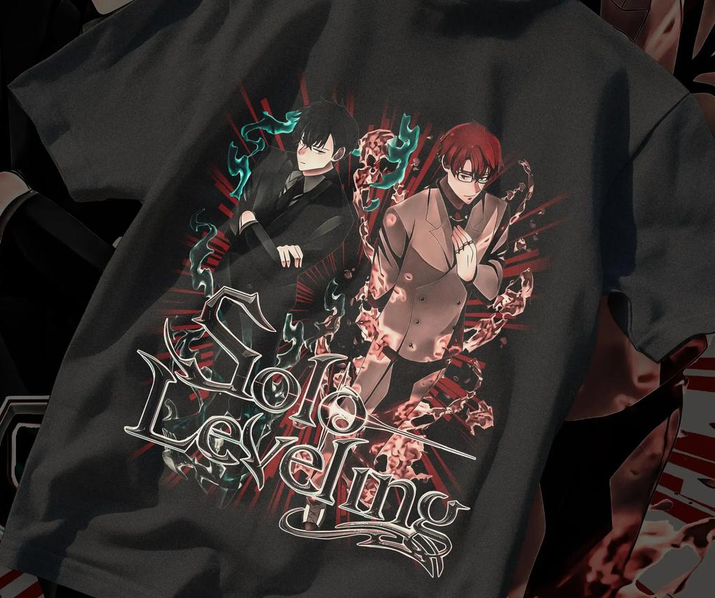 Solo Leveling Arise Schatten Anime T-Shirt Herren Damen Sung Jin-woo Kurzarm Übergroß Locker Baumwolle Herrenbekleidung Top T-Shirts