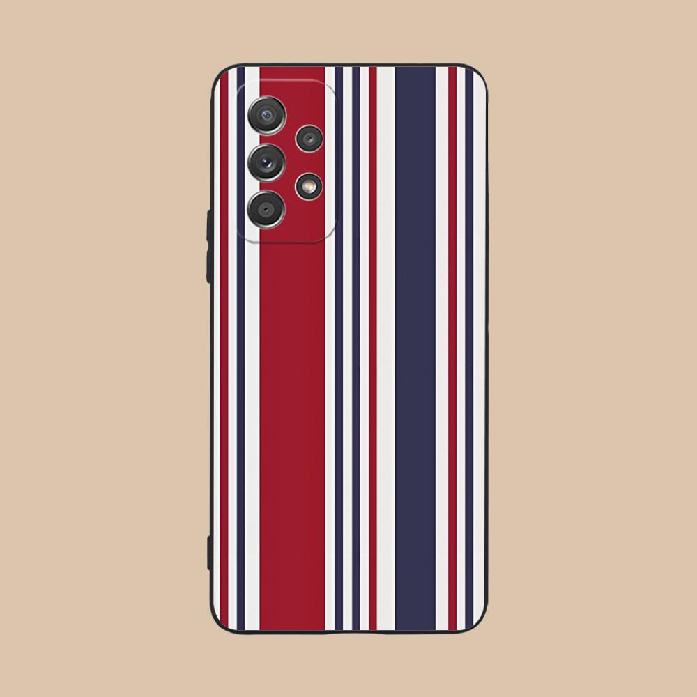 Red Blue Stripe Mobile Phone Case for Samsung Galaxy M55 54 42 35 34 33 32 23 22 15 14 13 12 F55 5G Colorful Cover Luxury Pretty