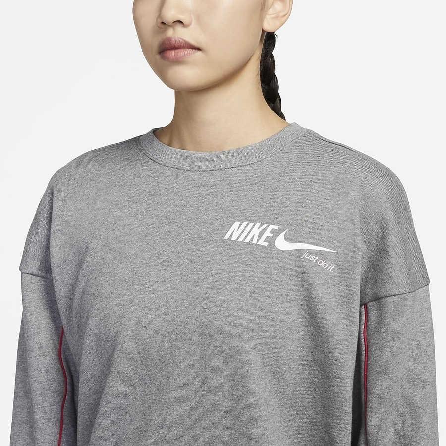 Nike Dri-FIT Logo Pullover Sweatshirt Women sweatshirts Gray DM7286-091