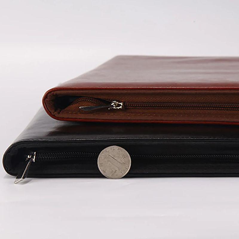 A4 PU Leather Zipper File Folder Bag Document Holder With Calculator Portable Business School Manage Briefcase Customize Logo