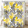 Stylish Yellow Gray Floral Shower Curtain Modern Bathroom Decor for Home Kitchen or Bath Waterproof Fabric with Hook Rings Set
