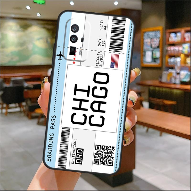Boarding Pass Ticket Case For Xiaomi 14T Pro 13T 11T 12T 13 14 15 Ultra POCO X7 Pro X3 X5 X6 M6 F5 F6 Pro Cover
