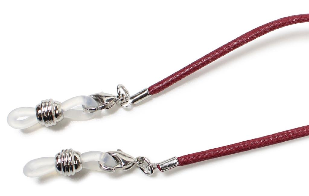 Pearl Eyeglass Made in Wine Cord, Cotton, Japan, 75cm, Red, FH-11