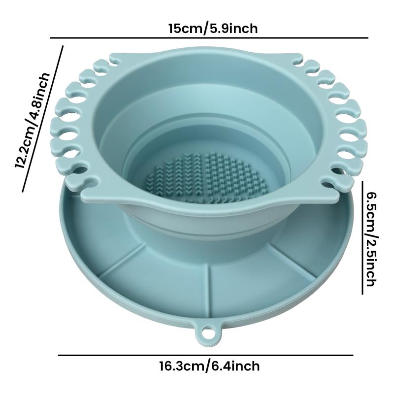 

3 In 1 Makeup Brush Cleaner Silicone With Brush Holder Powder Puff Cleaning Bowl Folding Makeup Brush Cleaning Box Travel синій