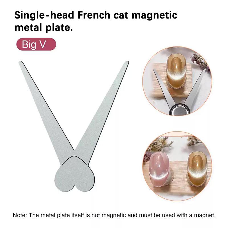1pc Double-head French Nail Art Magnet Set 3D Cat Magnet Nail Art Gel Polish DIY V-Shaped Effect Manicure Magnetic Tools