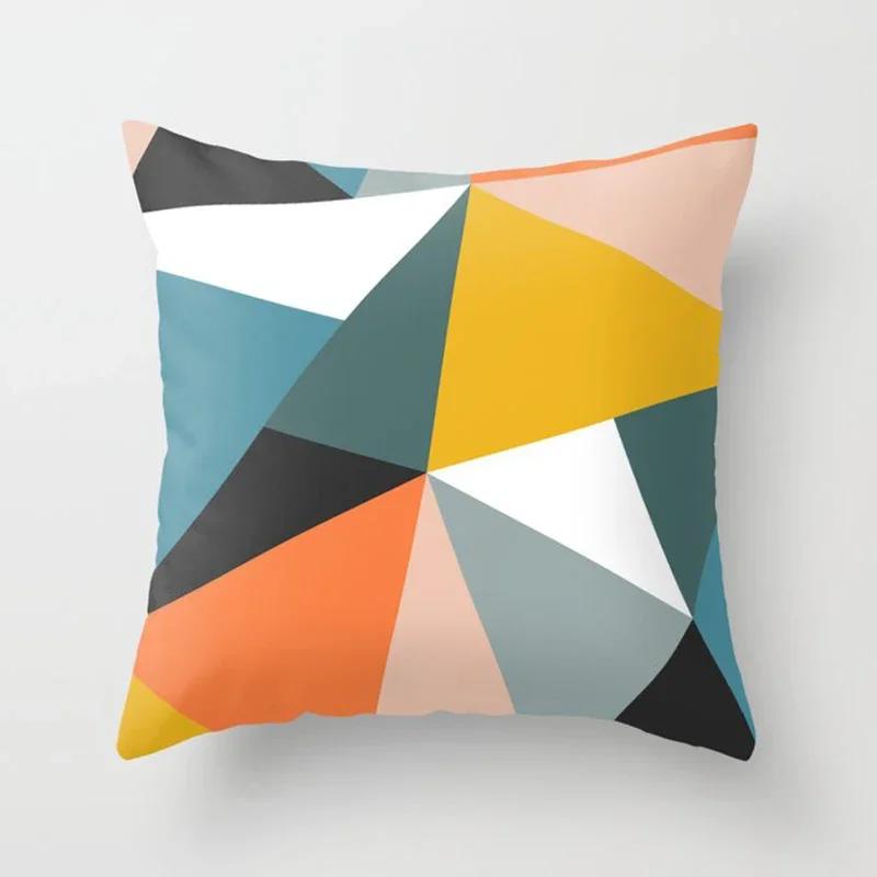 45*45Cm Orange Color Throw Pillow Case Mid Century Geometric Cushion Covers For Home Sofa Chair Decorative Pillowcases