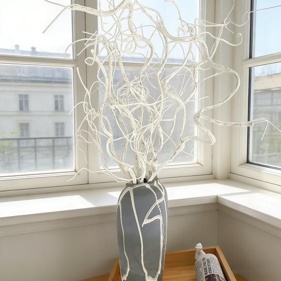 Artificial Branches Faux White Curly Willow Branch Decorative Plant Twigs for Flower Arrangement Vase Home Wedding Centerpieces