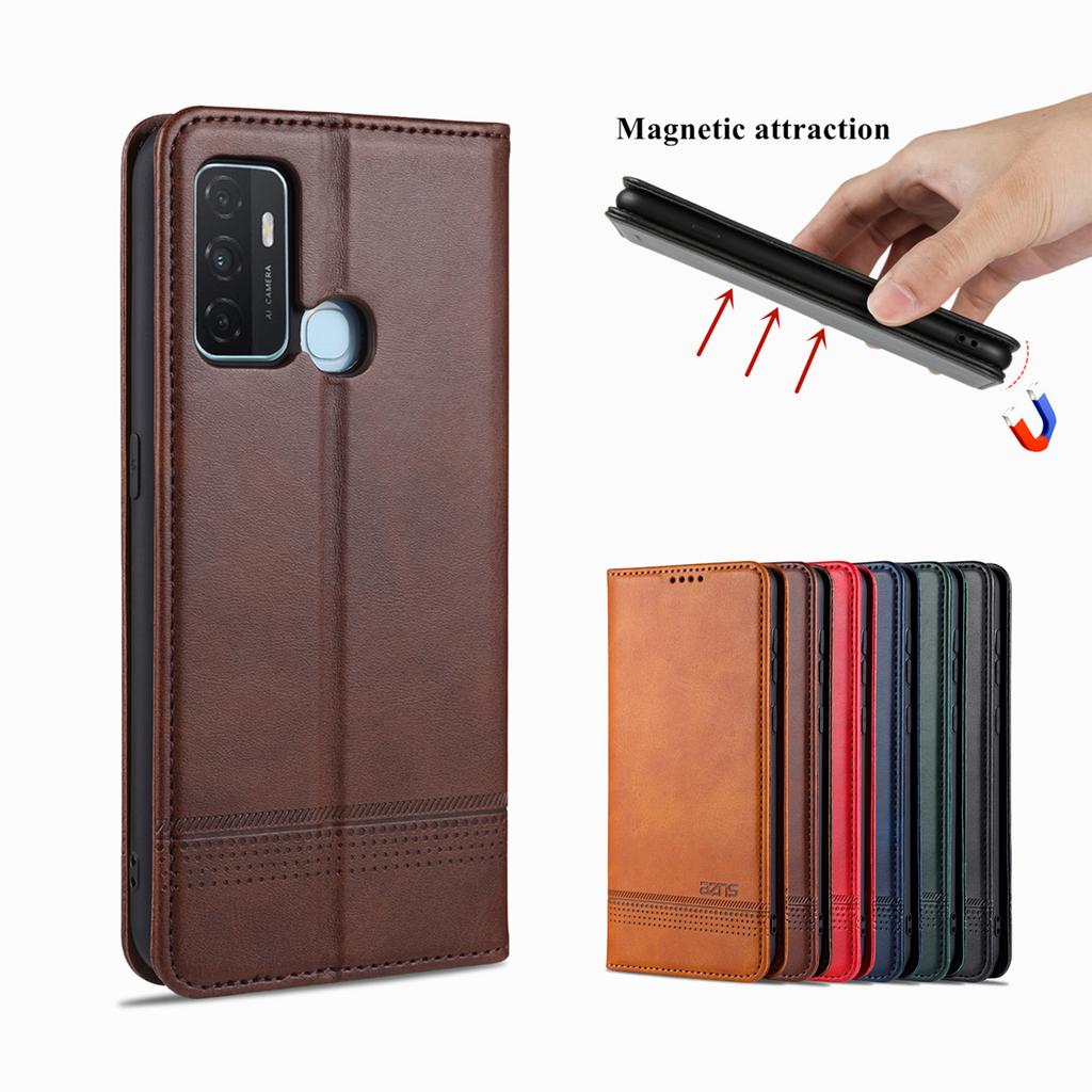 Luxury magnetic attraction case for OPPO A32 A53s A11s / A33 A53 2020 simplicity phone cover wallet case card slots quality AZNS