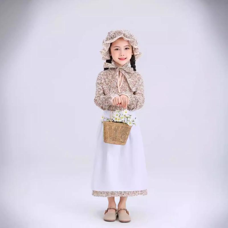 Fairy tale themed performance clothing parent-child clothing wolf grandmother pastoral farm floral skirt drama performance clothing