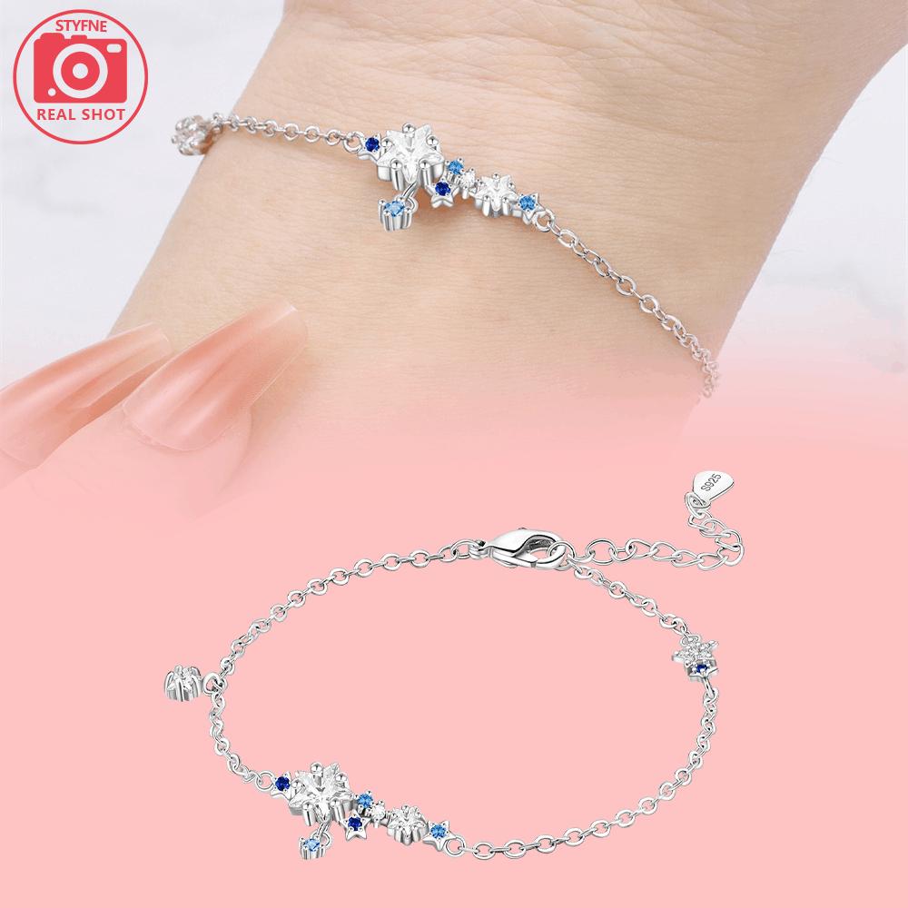Original Copper Star Moon Bracelet Blue Zircon Galaxy Butterfly Bracelet Free Size Jewelry Anniversary Accessory Fine Gift