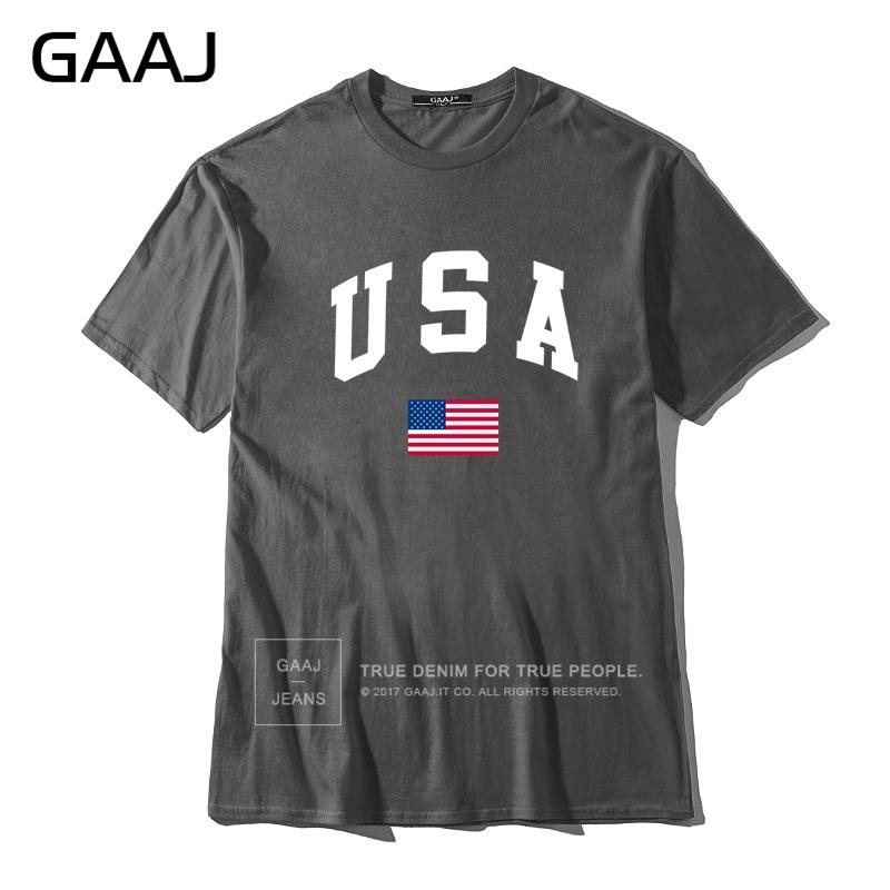 GAAJ USA America Flag Men T Shirt Top High Quality 100 Cotton Tshirts For Man Tshirt Printed Brand Clothing Casual Streetwear