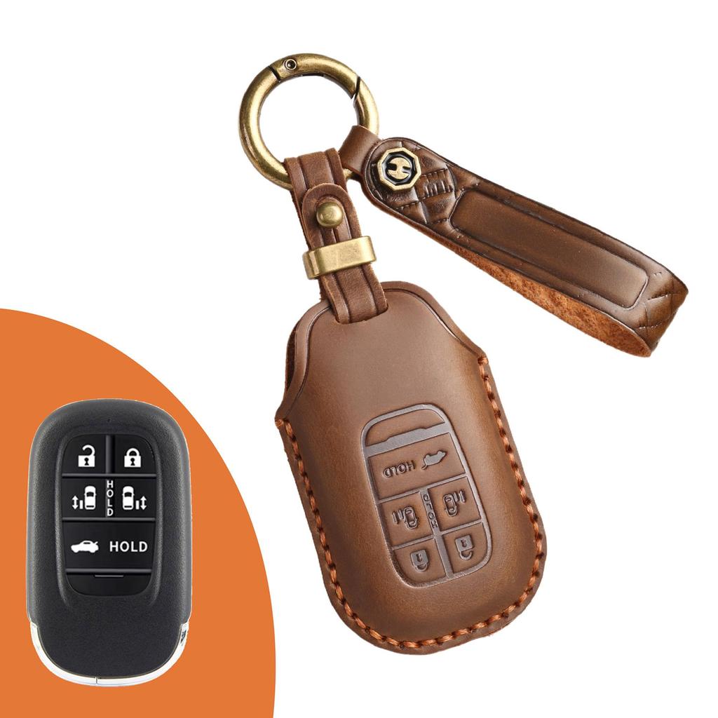 Retro Handmade Genuine Leather Key Cover for Honda Accord/Civic