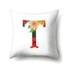 Polyester Pillowcase Watercolor Flowers Car Decoration Print 26 English Letters Home Cushion Cover