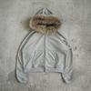 ROADVIBE Fluffy Hat Hoodie Solid Color Casual Long Sleeve Hoodie Retro Coat Street Trend Y2k