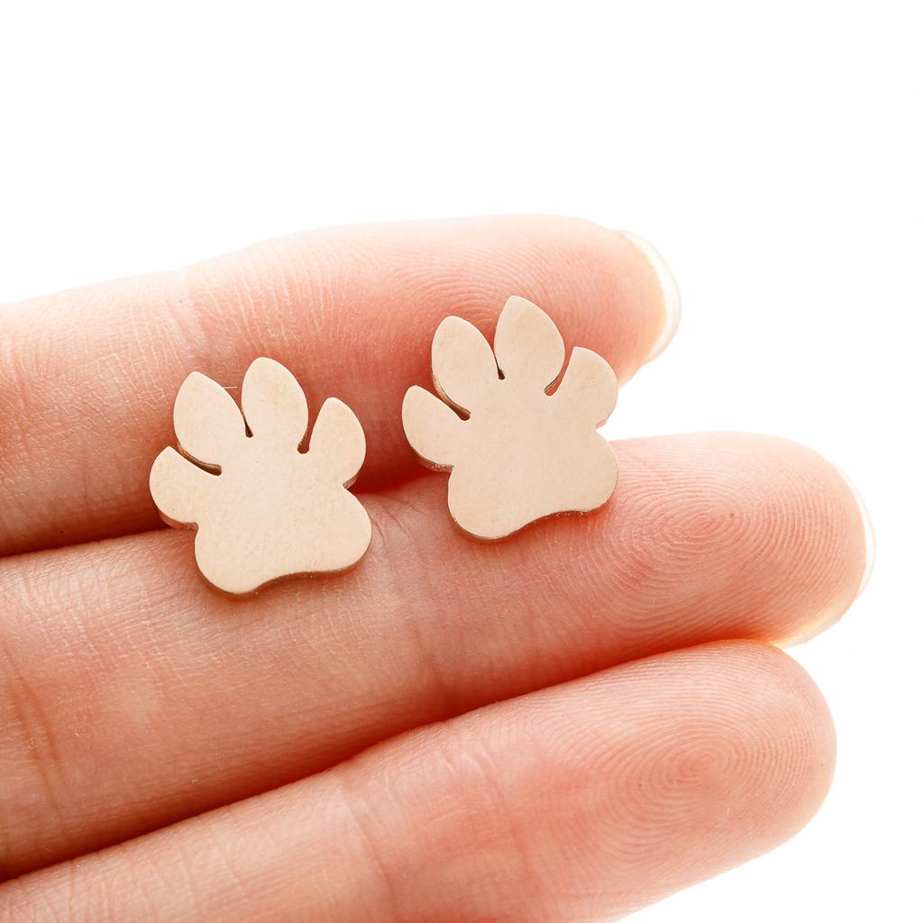 Tiny Dog And Cat Paw Piercing Stud Earrings For Women Stainless Steel Puppy Cute Earrings Zircon Accessories Pircing Oreja