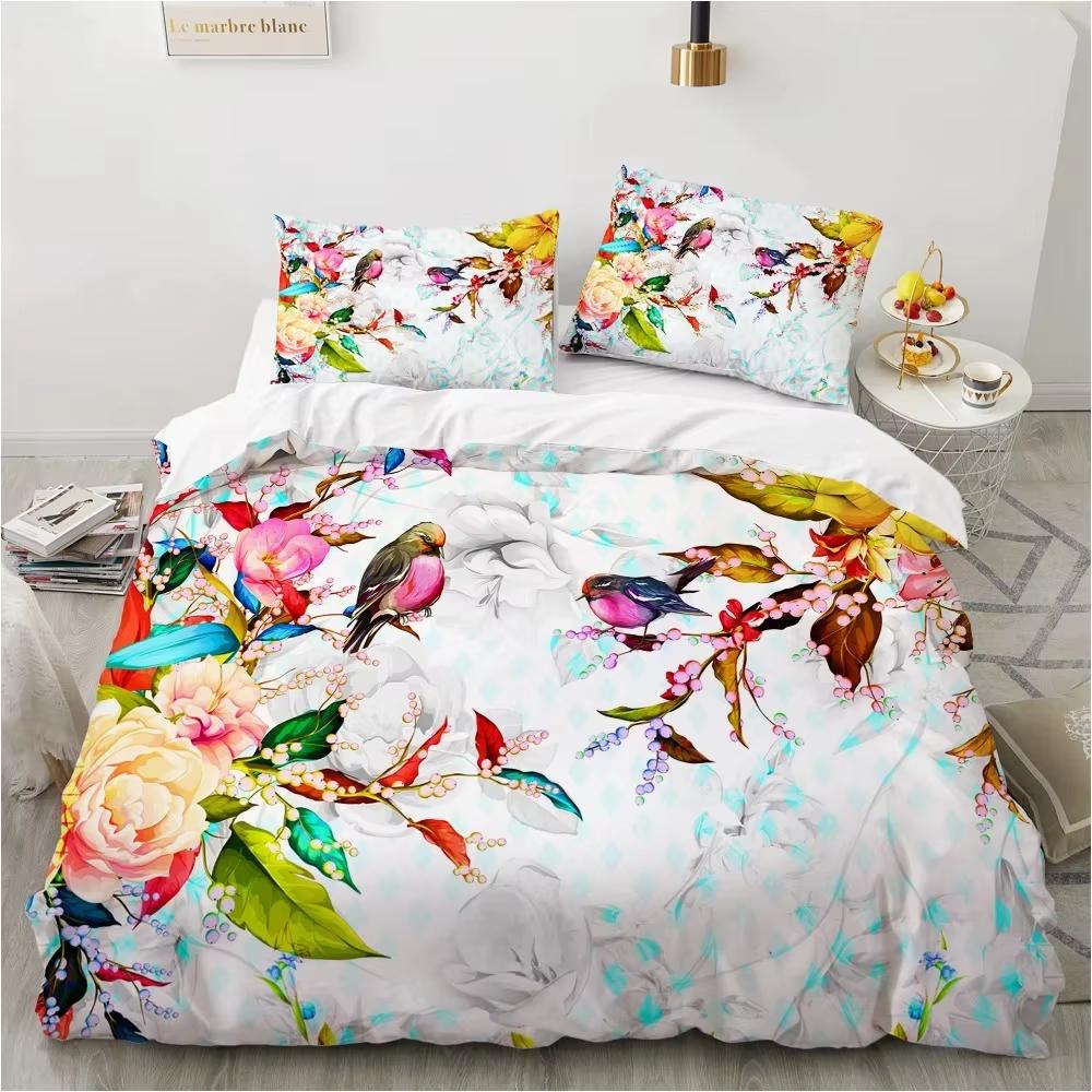 Light Luxury Flower High-End Duvet Cover Large King Size Retro Style Bedding  3 Piece Set Soft And Comfortable Skin-Friendly
