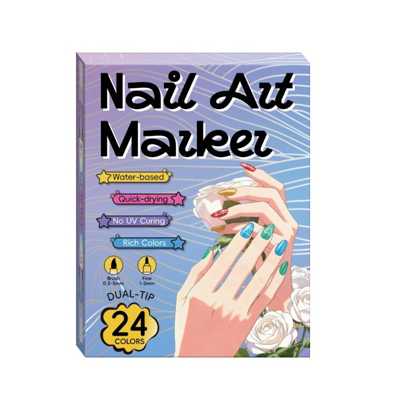 Waterproof Nail Art Pen 12/24 Color Nail Art Marker Quick Drying Pen DIY Nails Art Portable Art Tools for Home Salon