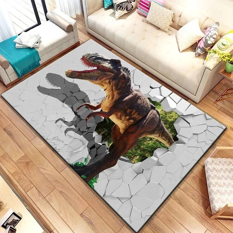 Jurassic Dinosaurs Tyrannosaurus Rex Velociraptor Pterosaur Living Environment Prehistoric Creatures Doormat for Living Room