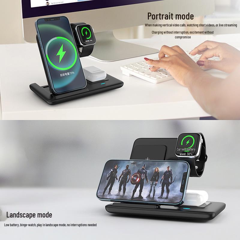 3-in-1 Folding Fast Wireless Charger 15W