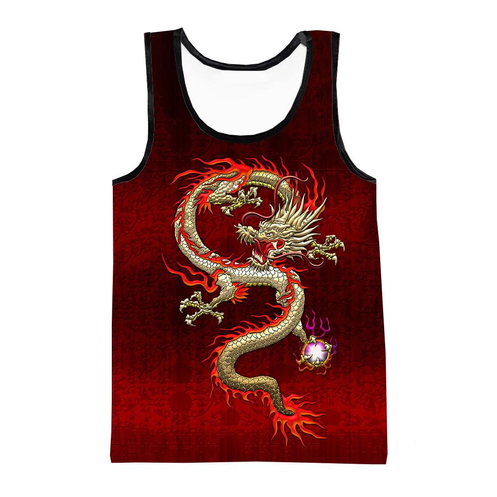 Dragon 3D Print Tank Tops Men's Fashion Streetwear Oversized Sleeveless Tank Top Bodybuilding Fitness Gym Male Vest Man Clothing