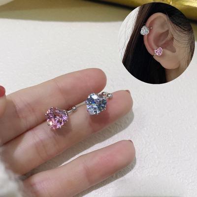 Retro Elegant Heart Ear Clip for Women Trendy Korean Jewelry Wedding Party Zircon Ear Clip Stud Earrings Accessories