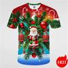 Cute Santa Claus Christmas pattern T-shirt, suitable for 3D printing of Merry Christmas T-shirt tops, men's and women's T-shirts, children's T-shirts