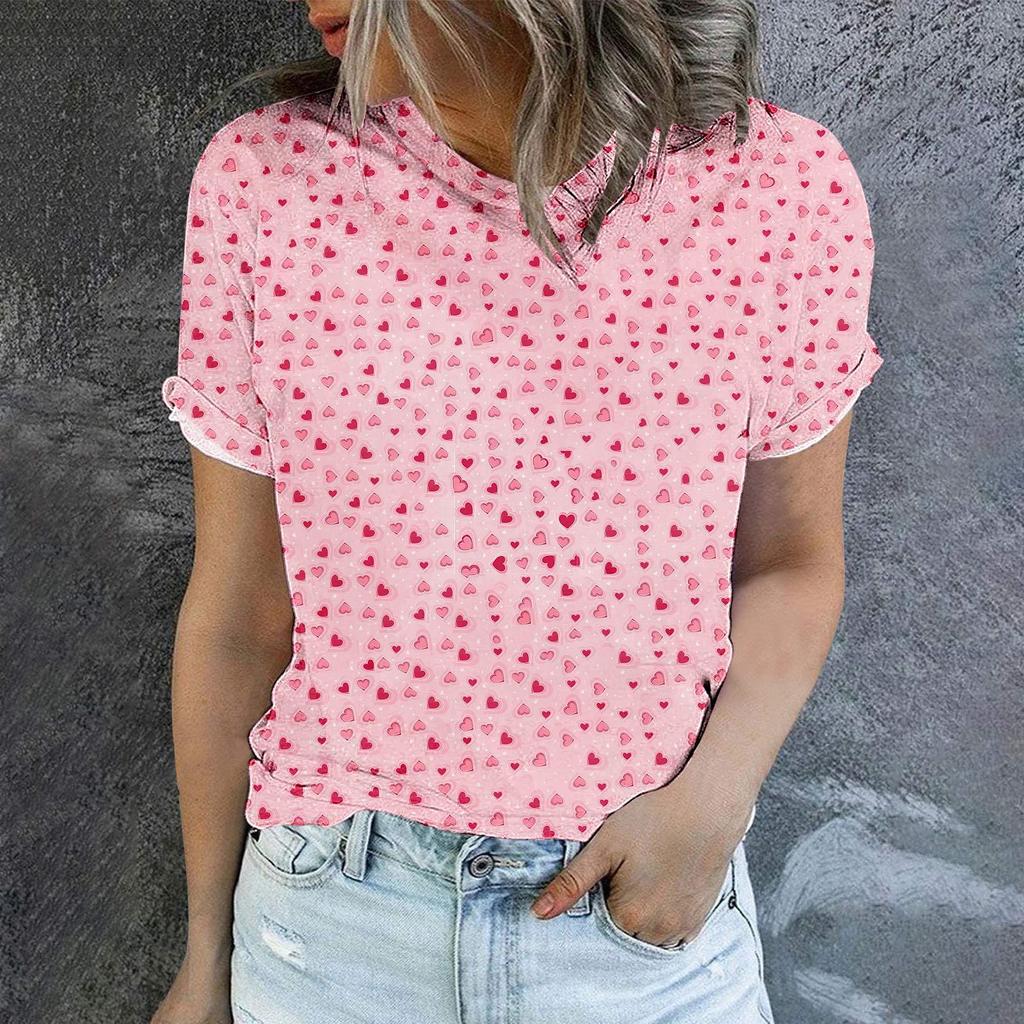 2023 Grenzüberschreitendes Sommer Herren Rundhals Kurzarm T-Shirt Liebe Damen 3D T-Shirt Digitaldruck Kurzarm Top