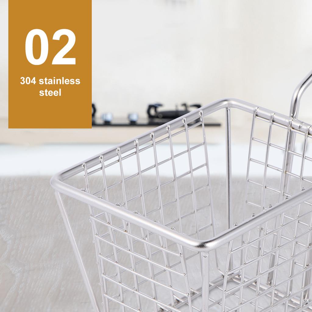 Stainless Steel Snack Basket Shrimp Fry Kitchen Baskets Pasta Boil Deep Frying Food Mesh Colander Reusable Practical Long Handle