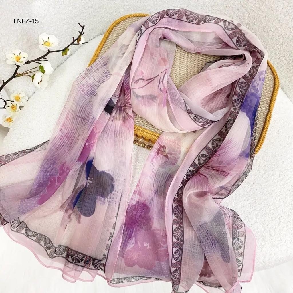 New Spring hot-selling floral printing milk crepe towel women's versatile fashion milk crepe sunscreen dance silk scarf beach towel