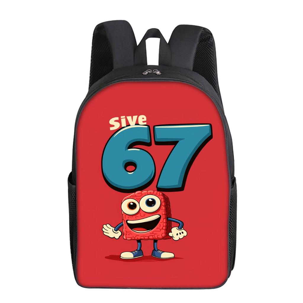 Colorful Number 67 Printing Single Layer Backpack for Boy and Girls Best Gifts 2D Flat Cartoon School Bags for Children