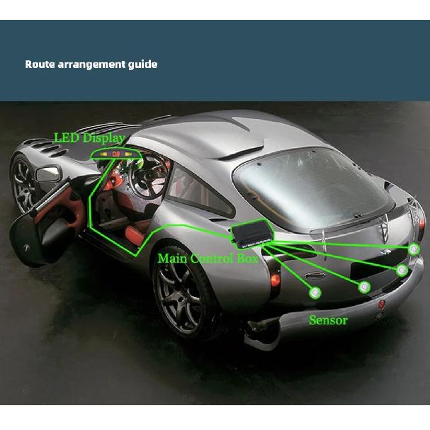 Kmind Car Rear Parking Sensor Kit System 4 Reversing Radar Sensors 12V 22mm Reverse Monitor LED ScreenSound Alert Indicator
