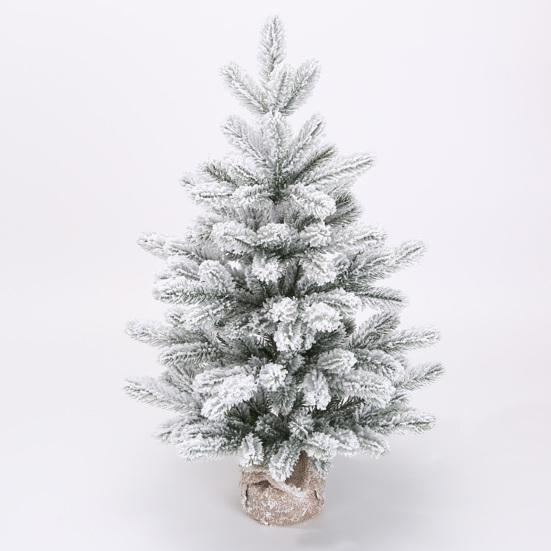 Artificial Mini Christmas Tree Small Xmas Pine Tree with Burlap Base Tabletop Green/Snow Flocked Christmas Tree for Indoor Table Centerpiece