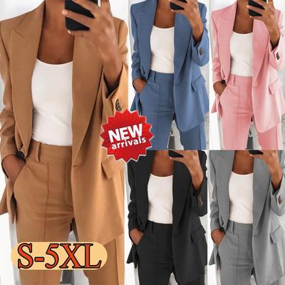 New Fashion Women Suit Plus Size Suit Lapel Slim Cardigan Temperament Suit Jacket Women Coat