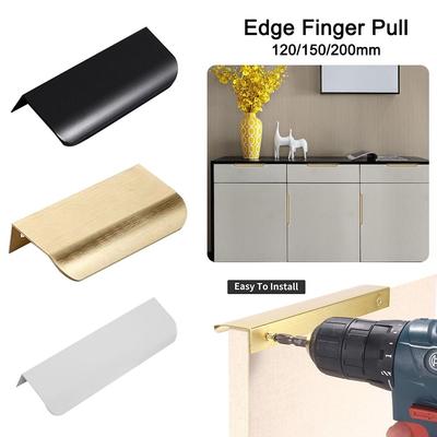 Aluminum Edge Finger Pull Concealed Cabinets Pull Handle Accessories Drawer Pulls